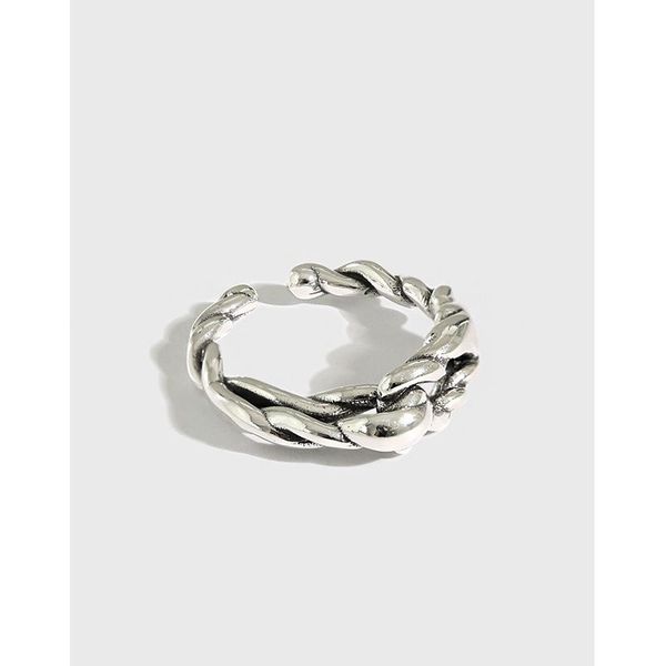 

cluster rings korean version of ins cool wind retro made mahua s925 sterling silver ring female october wholesaler, Golden;silver
