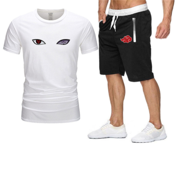 

men's t-shirts 2021 brand sports t-shirt + shorts, 2 sets of running and fitness sportswear, on sportswear, White;black