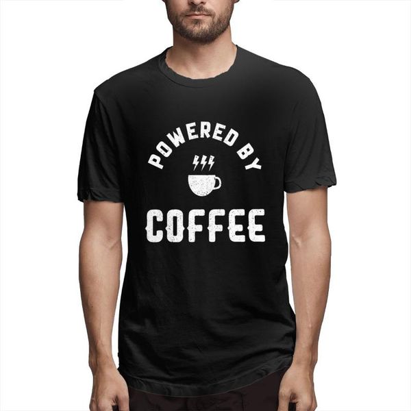 

men's t-shirts men powered by coffee funny printed casual t-shirt, White;black