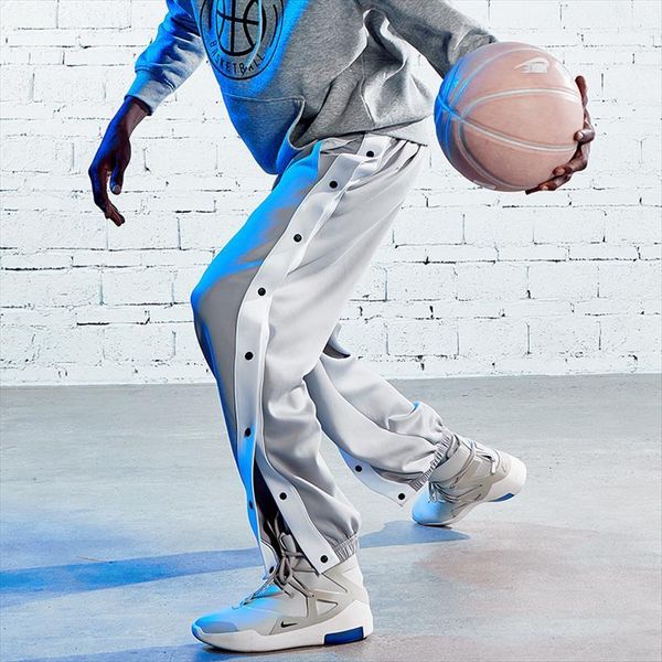 

sports gray beam legs jogger women pant full open buckle fashion button loose sweatpants trousers, Black