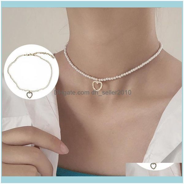 

necklaces & pendants jewelrysweet jewelry bracelet simple design small simulated pearls with delicate heart pendant necklace women gifts cho, Golden;silver