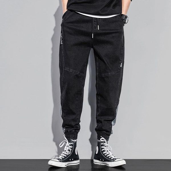 

men's jeans 2021 streetwear hip hop cargo pants elastic harun joggers in autumn and spring men cloth, Blue