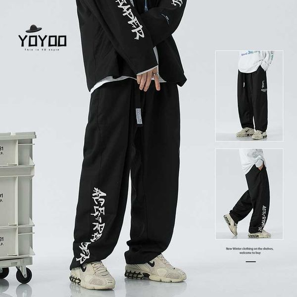 

men clothing pants oversized streetwear cargo casual loose men's man, Black