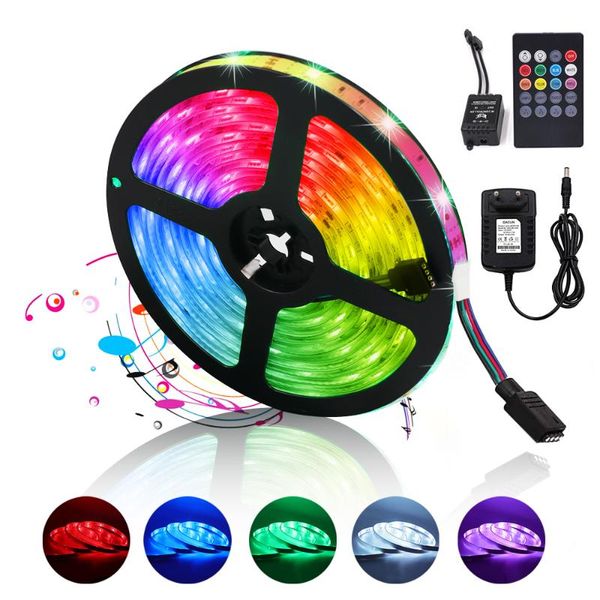 

strip light dc 12v rgb ribbon tape 30leds/m waterproof flexible stripe with 20key music controller strips led