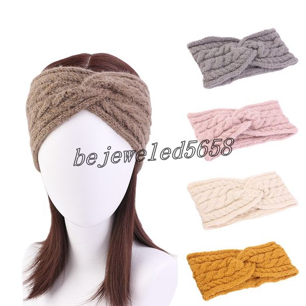 

wool headband cashmere knitted hair band winter womens hair accessories thermal headgear cuft, Silver