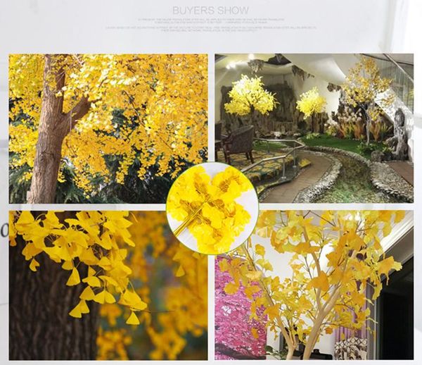 

12pcs 60cm ginkgo biloba leaf five branches maidenhair trees leaves artificial tree silk branch stem wedding garden decoration decorative fl