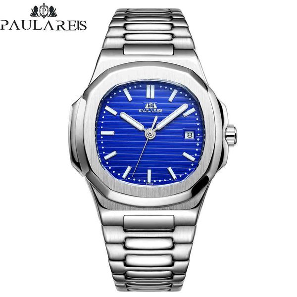 

automatic self wind mechanical lighting reverse rvs blue grey coffee black white scoreboard simple business men clock, Slivery;brown