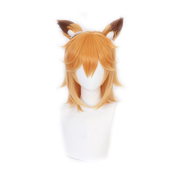 

anime sewayaki kitsune no senko-san senko wigs cosplay costume halloween party lolita gradient short hair wig with ears + wig c, Black