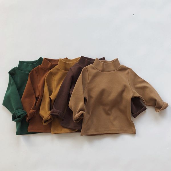 

autumn winter baby boys girls high colla t-shirt children's baby boys girls pure color long sleeve pullover, Blue