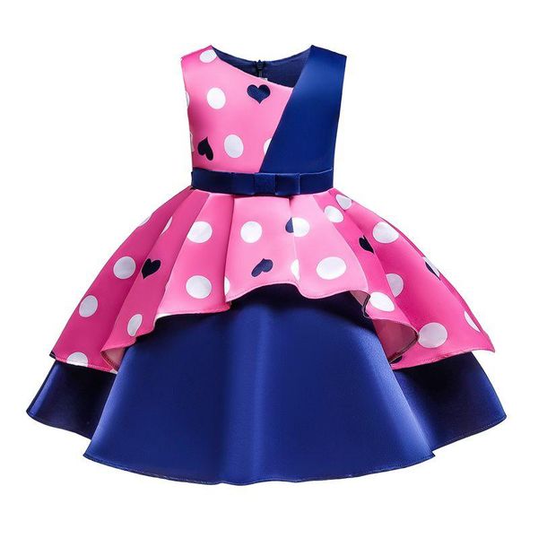 

girl's dresses arrival girls dress blue pink patchwork sleeveless retro wave point heart print princess baby girl christmas, Red;yellow