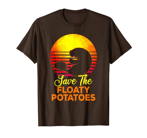 

save the floaty potatoes retro vintage sunset manatee shirts, White;black