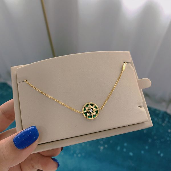 

special offer 2021 luxury designer jewelry fashion trendsetter compass six star bracelet high end simple 925 silver bracelet, White