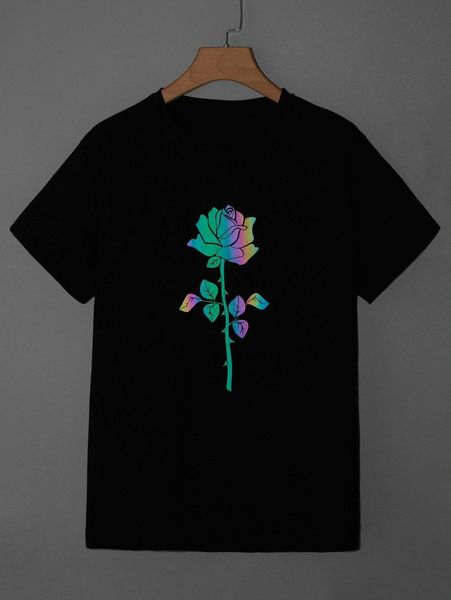 

men reflective floral print tee x1r2#, White;black