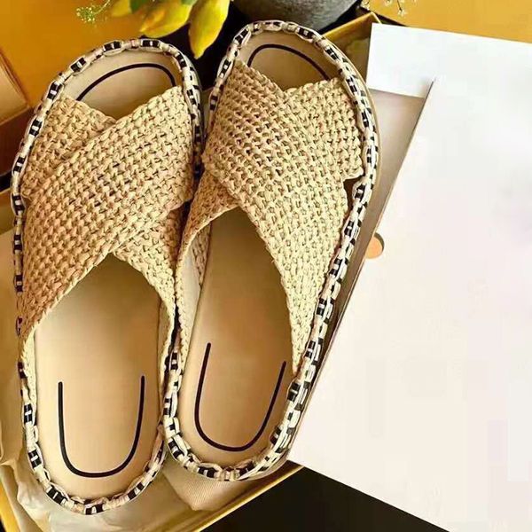 

weave sandals women slipper luxurys designer shoe fashion wide flat sandal outdoor causal womens shoes lastest platform, Black