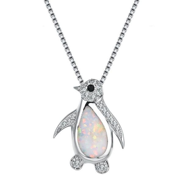 

chains trendy fashion romantic opal little penguin animal necklace pendant charm men women gift jewelry wholesale, Silver