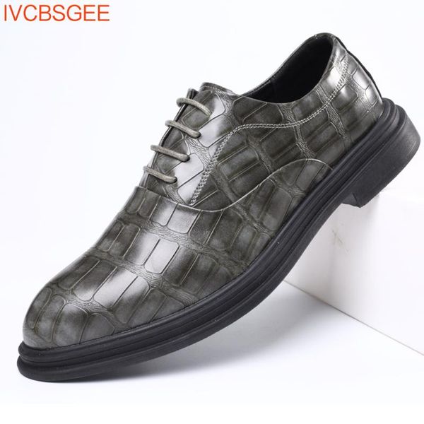 

dress shoes classic crocodile pattern business flat men designer formal leather men's loafers christmas party, Black