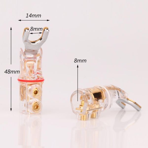 

smart power plugs 4pcs hifi pure copper sy1524 y spade loudspeaker cable connector plug gold plated