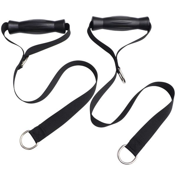 

accessories 2 pcs tricep rope strength machine attachment fitness trainning training equipment (black)