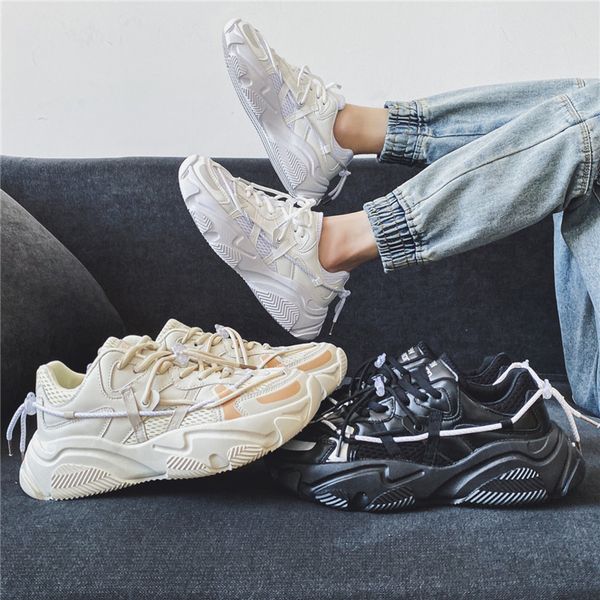 

2021 men women running shoes platform trainers beige black grey triple white #777 outdoor sports sneakers size 39-44