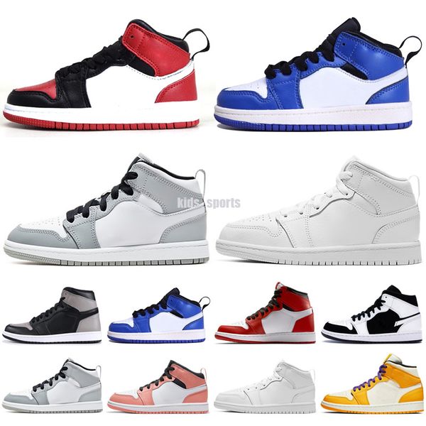 

2021 1 basketball shoes retro wolf grey gamma blue black white red prom night kids sneakers tennis