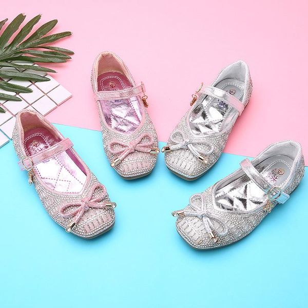 

sneakers skoex 2021 children shoes fashion sparkle rhinestone girl's princess ballerina slip-on for kids party wedding shoe, Black;red