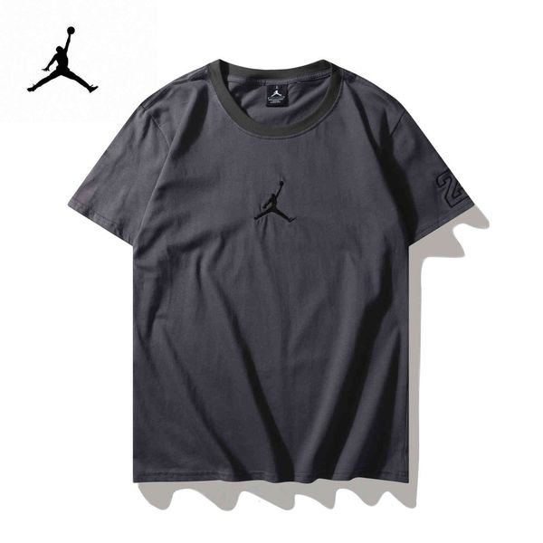 

fashion t shirt summer 2021 brand jumpman letter embroidery casual pullover men's and women's short sleeve, White;black