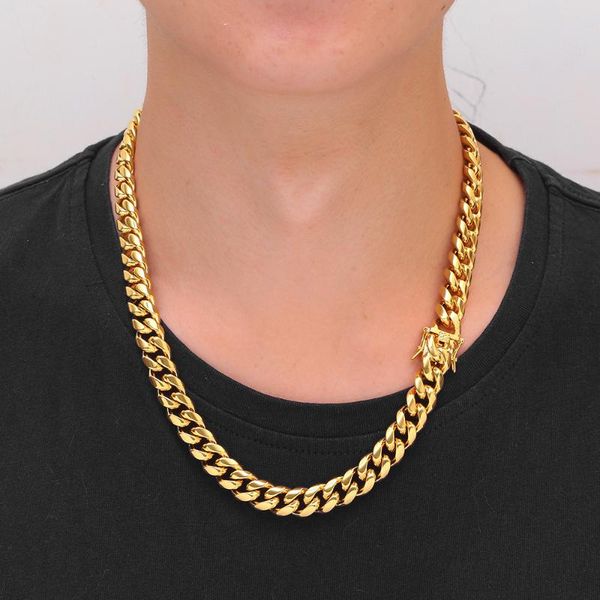 

chains men hip hop chain necklace stainless steel 10mm width/18inch-30inch long cuban necklaces hiphop jewelry gift, Silver