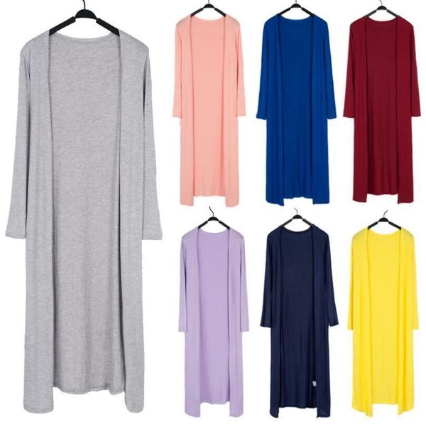 

korean modal long cardigan women sweaters solid color shawl cotton cardigans sleeve casual thin coats, White;black