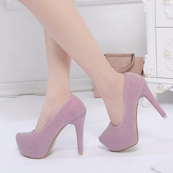 

dress shoes platform ultra high heels woman bling pumps party black pink silvery