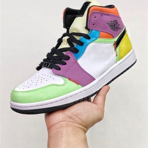 

1 mid lightbulb basketball shoes colorful mosaics mens homage to men designer sneakers trainers cw1140-100