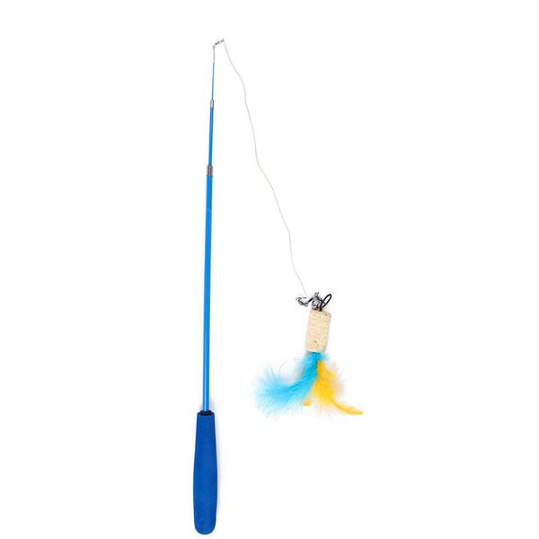 

cat toys 8pcs feather kitten funny colorful rod wand plastic pet interactive stick supplies