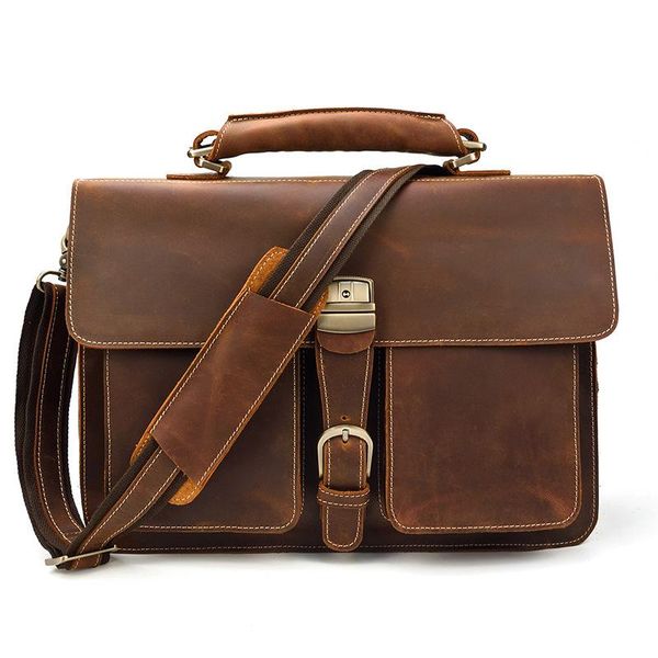 

briefcases men genuine leather office handbags cow lapbags male business travel messenger men's crossbody shoulder bag