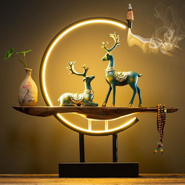 

electrical backflow incense burner living room smoke fountain wooden zen decor porta incenso home db60xx fragrance lamps