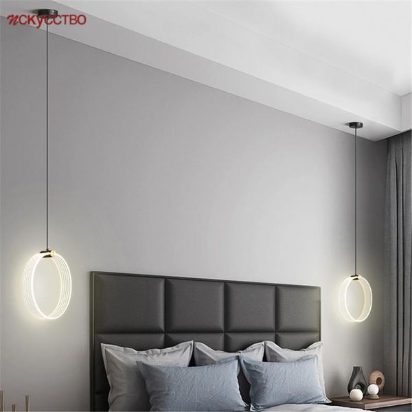 

pendant lamps nordic modern design acrylic circle led changeable lights for bedroom bedside minimalism home deco hanging lamp fixtures