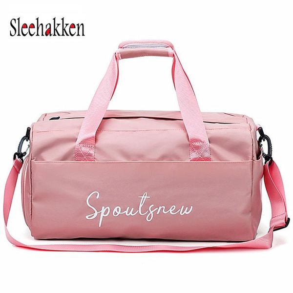 

duffel bags women baggage travel bag pink oxford cloth folding dry and wet separation garment high-capacity weekend