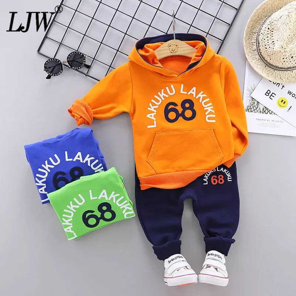 

infantil kids clothes baby boys costume 68 letter tracksuit hooded pants 2pcs children clothing set fall boys outfits girls g1023, White