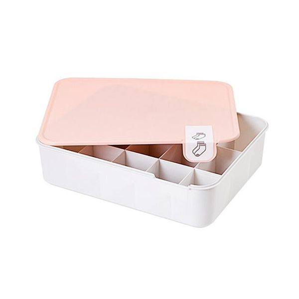 

1pc compartments socks storage box stockings organizer case with mark cover drawers