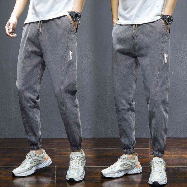 

men's jeans simple fashion 2021 spring and summer legged jeans men's teenagers take off elastic pants men, Blue