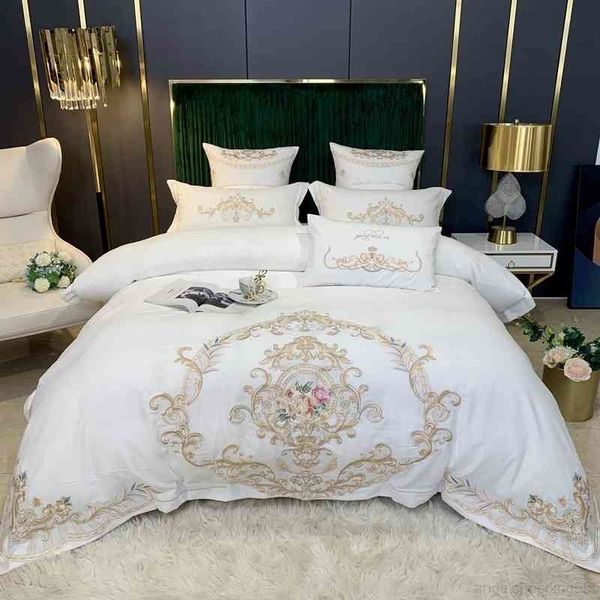 

vintage chic mod embroidery bedding white grey brushed cotton soft duvet cover set bed sheet pillowcases  king size 4pcs