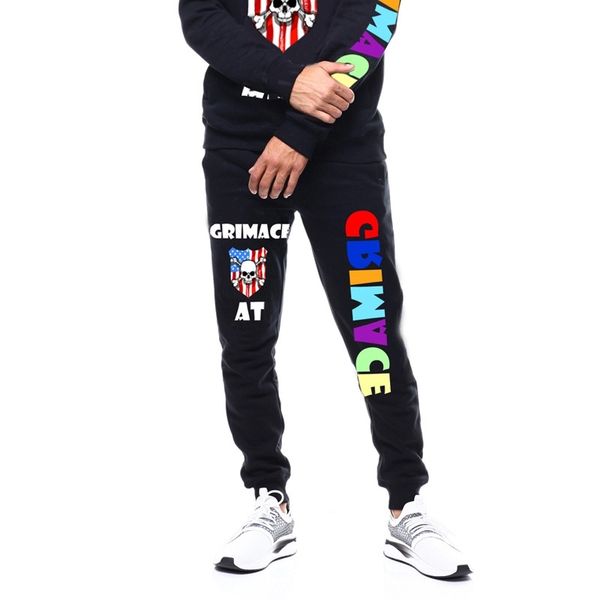 

casual platform letter printing loose tether pants men's f007, Black