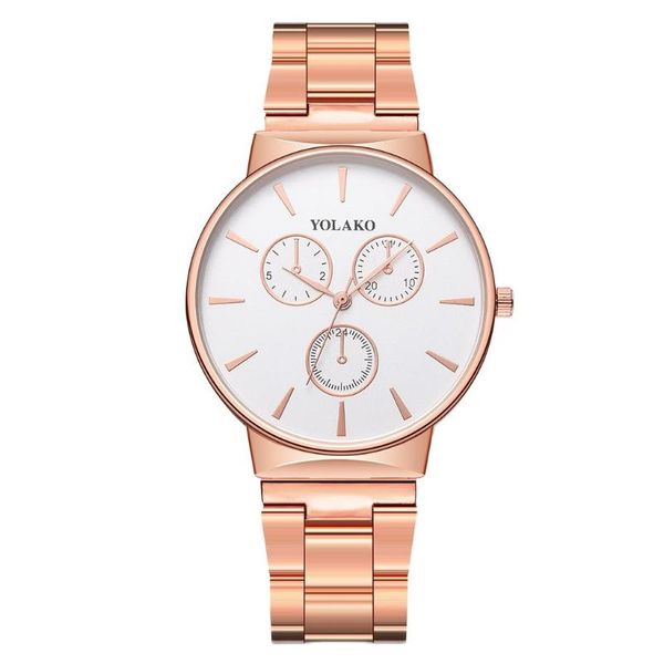 

wristwatches fashion watch alloy steel band fake three-eye men's simple and versatile quartz, Slivery;brown
