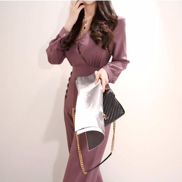 

women's jumpsuits & rompers spring elegant for women 2021 long sleeve double breasted high waist business ol jumpsuit zip celebrity dd2, Black;white