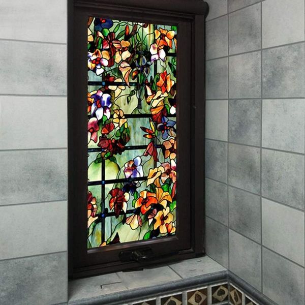 

window stickers camellia sticker glass film frosted anti-static to protect privacy bathroom light transmission opaque home decoration