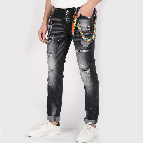 

true jeans blue men fashion joggers boot cut slp pants slim jean hip hop clothing