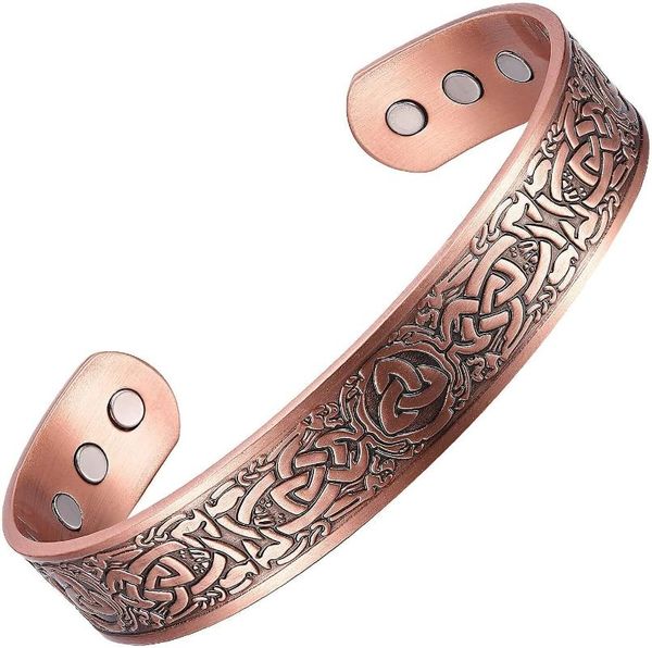 

bangle magnetic copper bracelet for women men arthritis carpal tunnel pain relief 99.9% solid magnet bracelets 15mm wide viking, Black