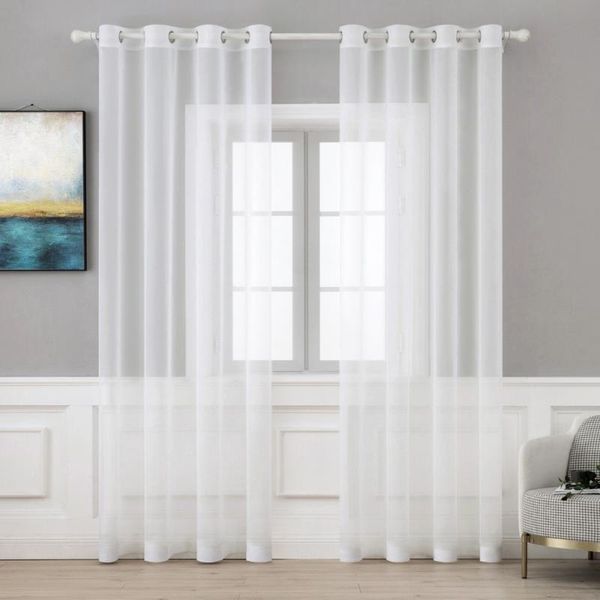 

curtain & drapes 2 pieces ready made eyelets window sheer light tulle white black decorative treatments curtains for balcony