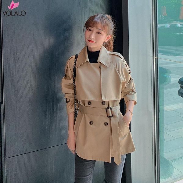

women's trench coats autumn winter women long coat khaki fashion pockets double breasted with belt business outerwear, Tan;black
