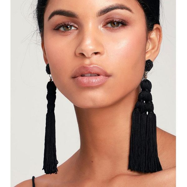 

dangle & chandelier handmade tassel earrings women 2021 fashion jewelry bohemian drop long silk fabric ethnic vintage, Silver