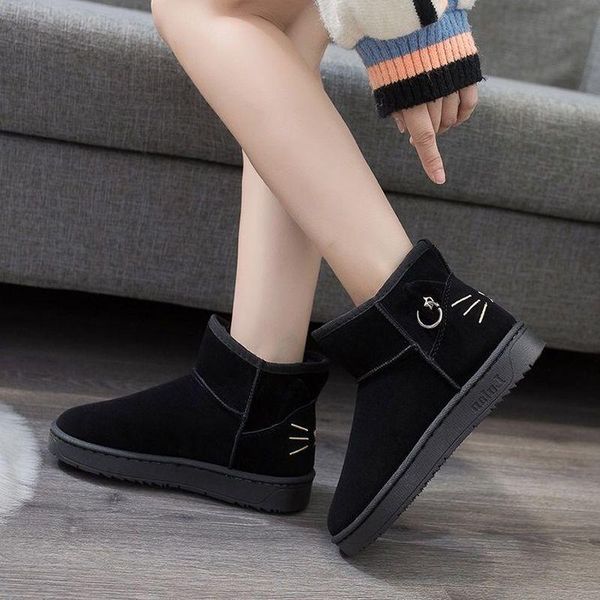 

boots 2021 australia snow women waterproof suede leather ankle warm winter woman shoes wholesale, Black