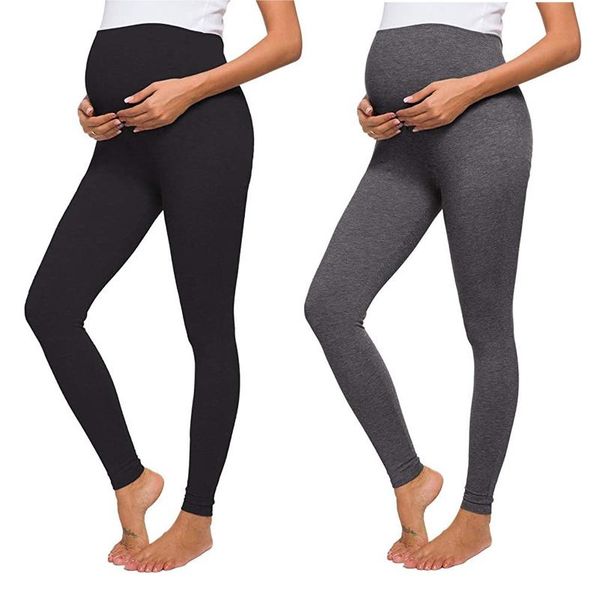 

pregnant women soft maternity leggings pregnancy pants fashion korean style exercise skinny elegant high waist stretchy women's, Black
